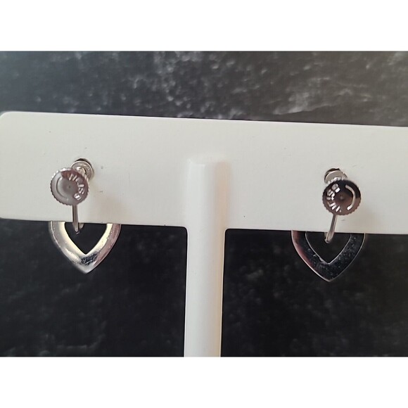 Weiss Clear Rhinestone Heart Shaped Dangling Screwback Earrings - Picture 7 of 10